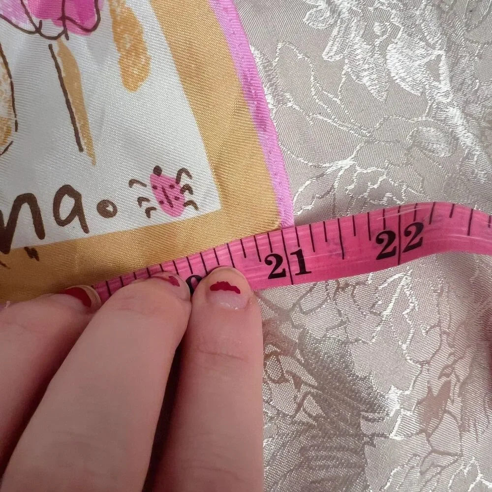 Vintage Vera Neumann Pink Tulip Scarf Gold Trim 21